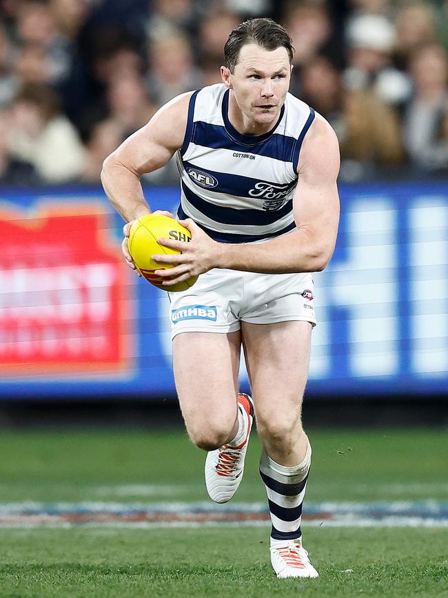 Patrick Dangerfield could head past a former teammate for several records this season. Picture: Michael Willson/AFL Photos via Getty Images.