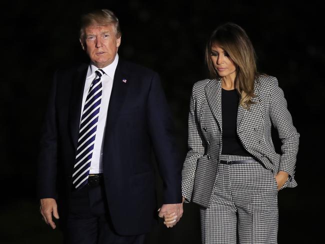 Donald Trump, with Melania, turned what the US State Department hoped would be a low-key arrival into a highly public affair. Picture: AP/Manuel Balce Ceneta