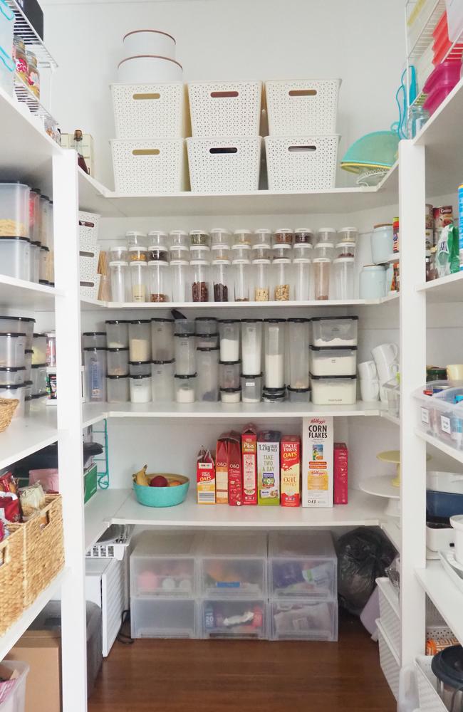 The busy mum used every square inch of her pantry’s storage space to its fullest potential.