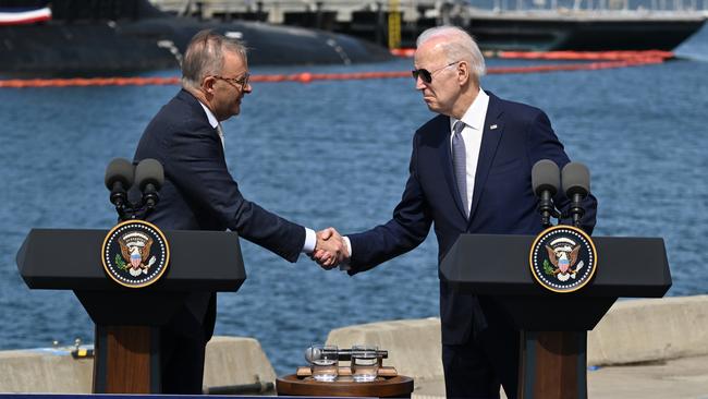 Prime Minister Anthony Albanese with US President Joe Biden. Picture: Getty Images