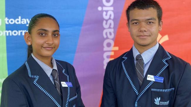 Wisdom College captains Isheeta Narayan and Abdul-Khaliq Lim-Parfitt. Picture: Contributed