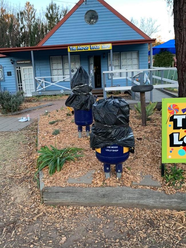 The Mogo Lolly Shop has covered the minions so people can’t touch them. Picture: Mogo Lolly Shop