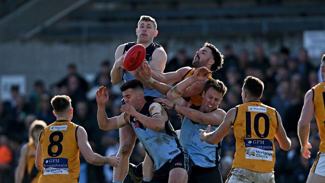 AberfeldieÃ&#149;s StrathmoreÃ&#149;s during the EDFL Premier Division grand final between Aberfeldie and Strathmore at Windy Hill Oval in Essendon, Saturday, Sept. 10, 2022. Picture: Andy Brownbill