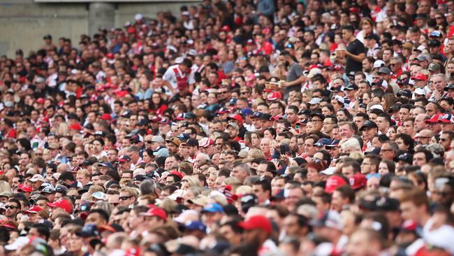 A huge crowd turned out for the Anzac Day clash between the Roosters and Dragons at Allianz Stadium. Picture: Phil Hillyard