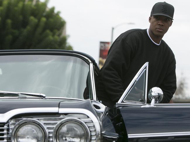 Corey Hawkins stars as Dr Dre in a scene from Straight Outta Compton, the movie which has been at top of the US box office for three weeks. Picture: Jaimie Trueblood/Universal Pictures via AP