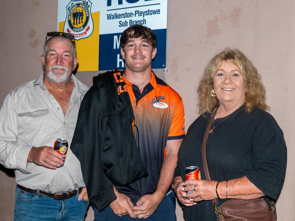 Gavin Boardman, Jordan Wybill and Donna Boardman 5am ANZAC Day Walkerston Friday 25 April 2025 Picture:Michaela Harlow