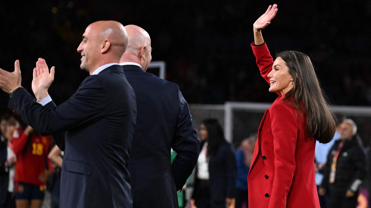 Letizia waving to the crowd at the post-match presentation. Picture: William West/AFP