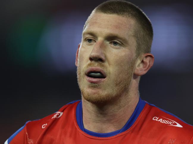 NEWCASTLE, AUSTRALIA - JULY 14: Jack Hetherington of the Knights leaves the field during the round 20 NRL match between Newcastle Knights and Wests Tigers at McDonald Jones Stadium on July 14, 2023 in Newcastle, Australia. (Photo by Scott Gardiner/Getty Images)