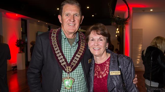 Tea Tree Gully mayor Kevin Knight with his wife,  Karen, at a social event.