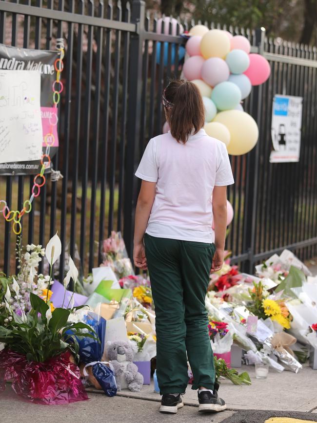 A student pauses at the entrance to the school. Picture: John Grainger<br/>