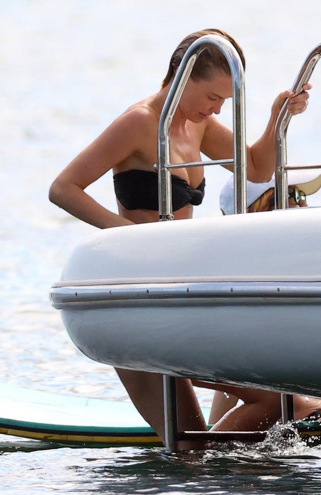 Lara Worthington was spotted enjoying the warm weather on Sydney Harbour at the weekend. Picture: BACKGRID