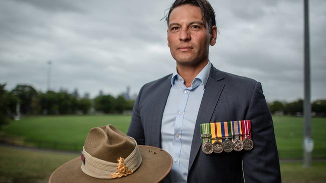 Dan Cairnes, 42, served in the army for nearly a decade and says RSL Victoria should reconsider the decision. Picture: Jason Edwards