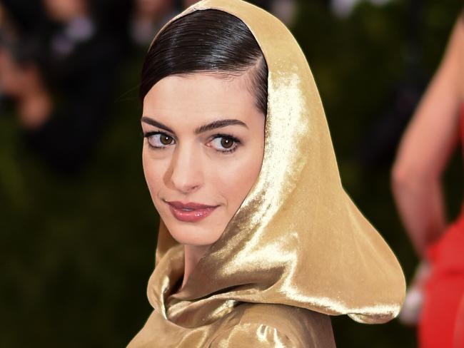 Now this is what we call a fancy hoodie. Unless you are Anne Hathaway, don’t try this at home. Picture: Andrew H. Walker/Getty Images