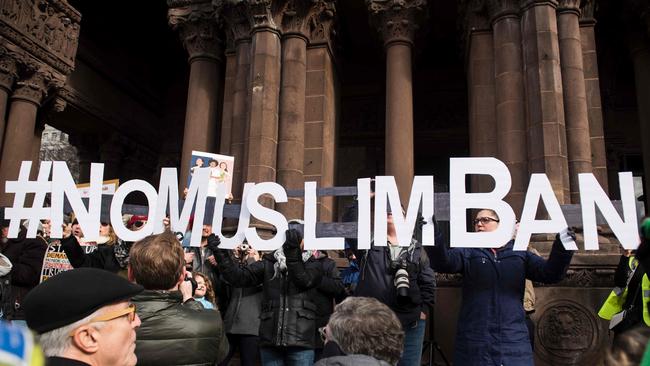 People gather at Copley Square on January 29 in Boston, Massachusetts. Picture: Ryan McBride/AFP