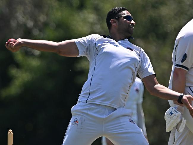 Haig FawnkerÃs Vaibhav during the VTCA Haig Fawnker v Aberfeldie cricket match in Fawkner, Saturday, Jan. 14, 2023.Picture: Andy Brownbill