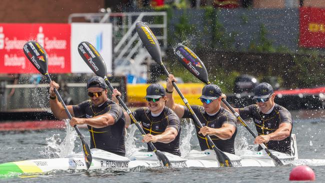 The men's K4 in action ahead of the Paris Olympics