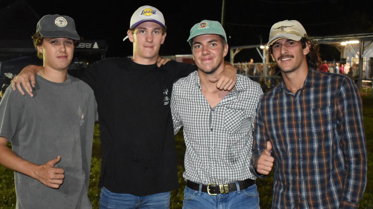 Ethan Cooper and Jace Rutherford, from Emerald, with Ben Pease, from Mackay and Tyler Party, of Sarina, at the Sarina CRCA Rodeo. Photo: Janessa Ekert