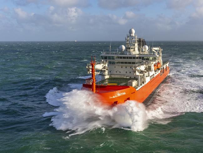 RSV Nuyina undertaking sea trials in the North Sea. Picture: Flying Focus/Australian Antarctic Division