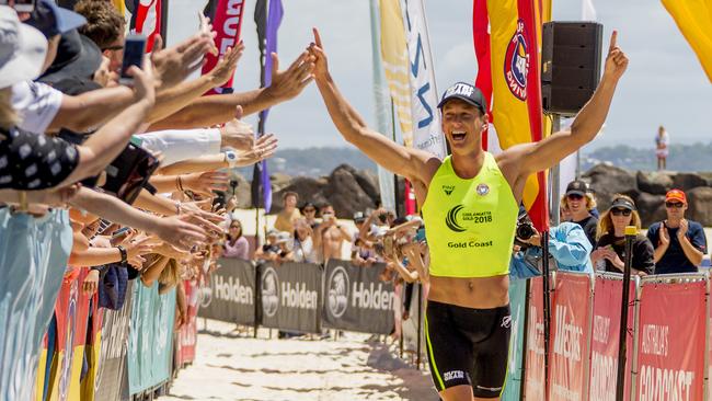 2018 Elite Male Long Course Coolangatta Gold Winner, Ali Day, celebrates his 6th victory. Picture: Jerad Williams