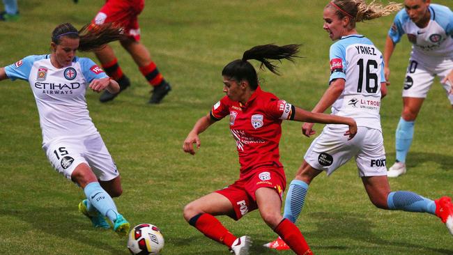 Stella Rigon in action against Melbourne City. The Reds skipper says a win is not far away. Picture: Michael Dodge (Getty Images)