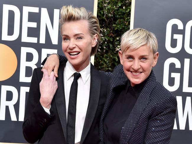 Portia de Rossi and Ellen DeGeneres are at the centre of Harry and Meghan’s friendship group. Picture: Getty Images