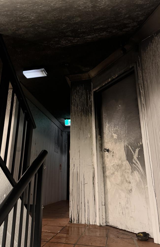 The stairwell next to the apartment which was set on fire. Photo: supplied.