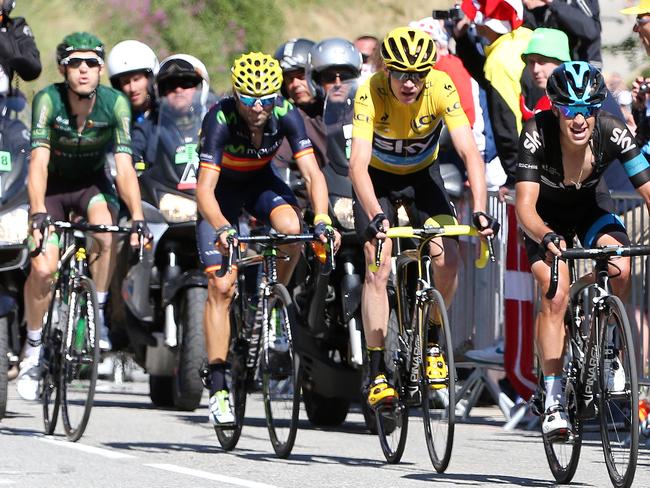 Australian Richie Porte working hard to bring up Christopher Froome. Photo: Sarah Reed.