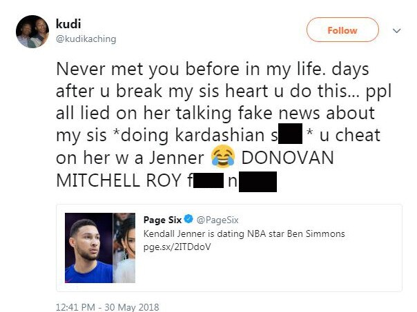 Tinashe's brother Kudzai attacked Simmons on Twitter.