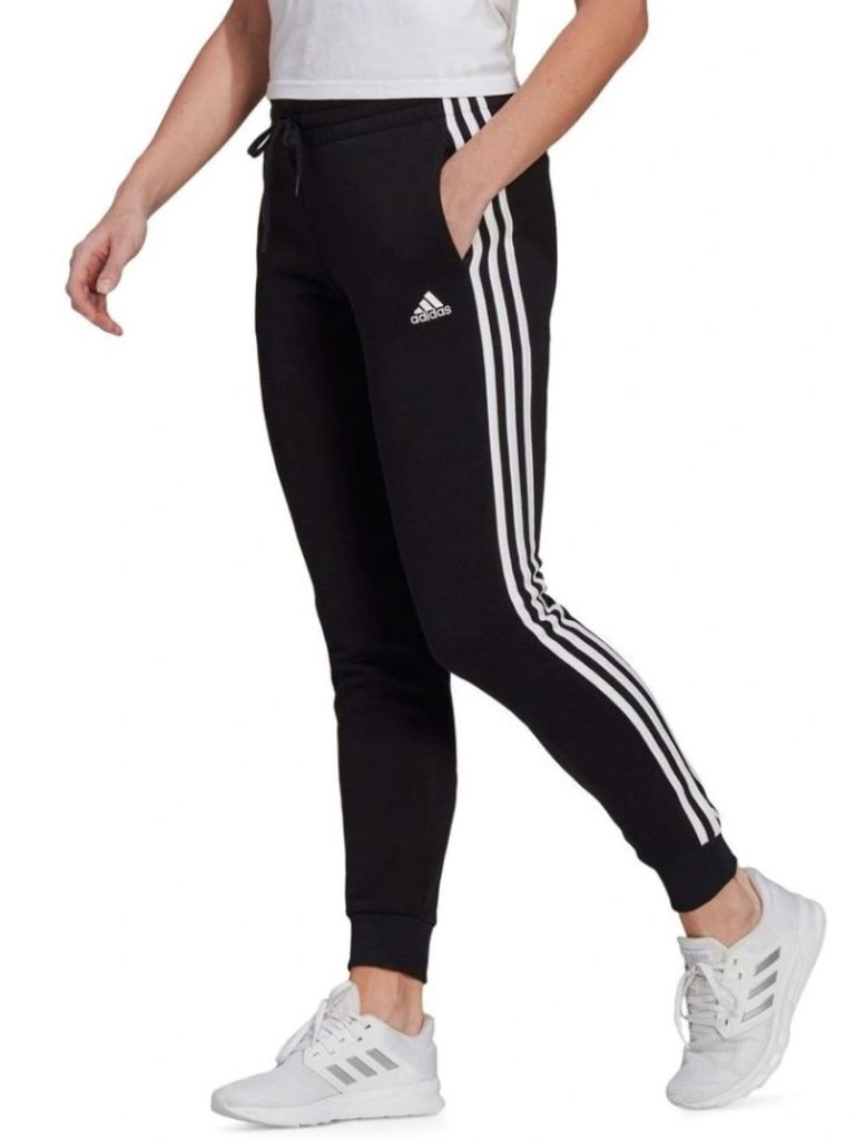 Adidas 3-Stripe Fleece Cuffed Pants Black/White Picture: Myer.