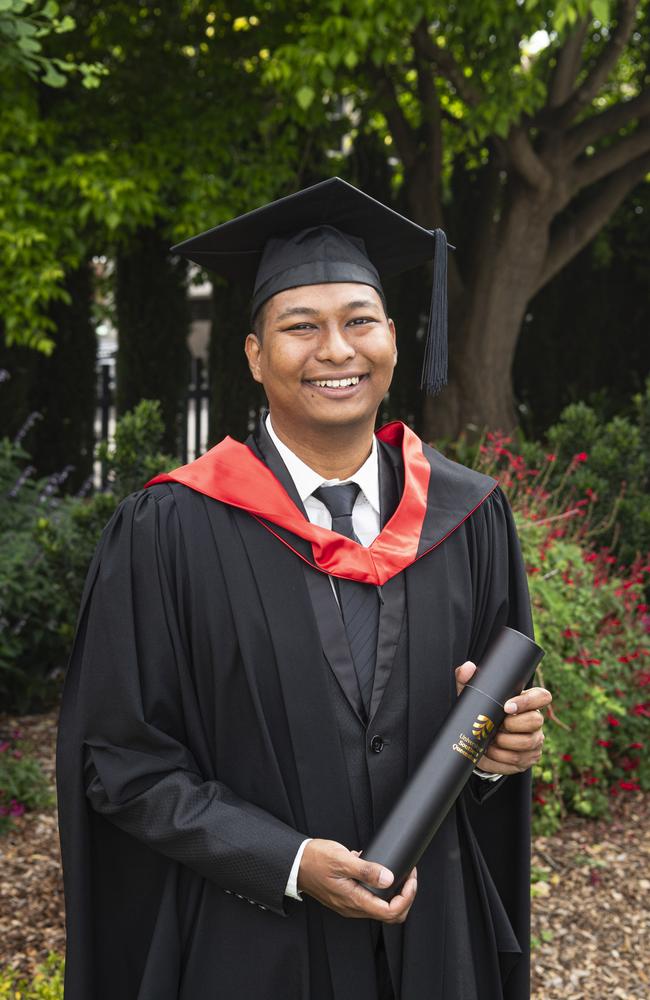 Master of Cyber Security graduate Danyu Rajbahak at a UniSQ graduation ceremony at The Empire, Wednesday, October 30, 2024. Picture: Kevin Farmer