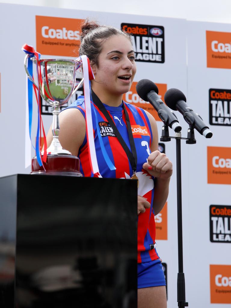 Sienna Tallariti is also a Cat after being picked up by Geelong at pick 18. (Photo by Riley Lockett/AFL Photos via Getty Images)