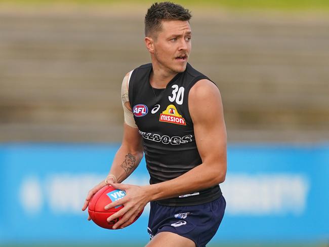 Fergus Greene training with the Western Bulldogs in 2020.