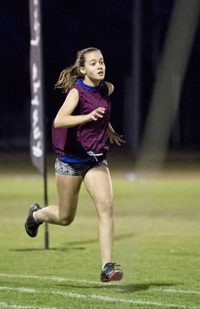 Lydia McCarthy wins the 300 metres Youths. Arthur Postle Gift at Pittsworth. Saturday, 14th Sep, 2019.