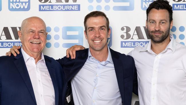 Leigh Matthews, Tom Morris and Jimmy Bartel. Footy on Nine launch. Pic: Fiona Hamilton