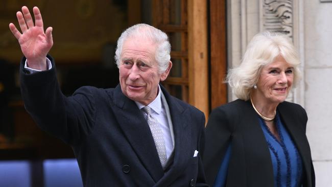 King Charles III with Queen Camilla leaves The London Clinic on January 29, 2024. (Photo by Karwai Tang/WireImage)