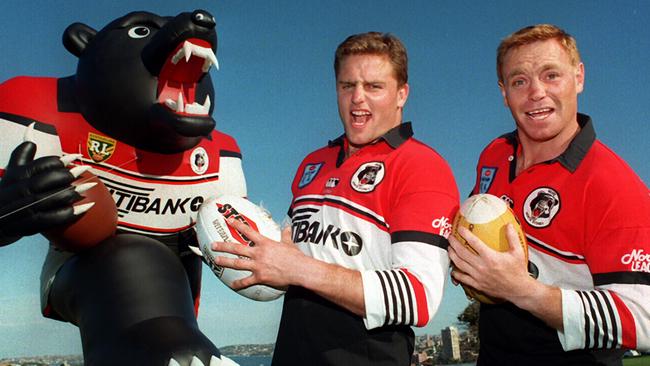 Billy Moore and Norths Sydney Bears teammate Greg Florimo in 1994.