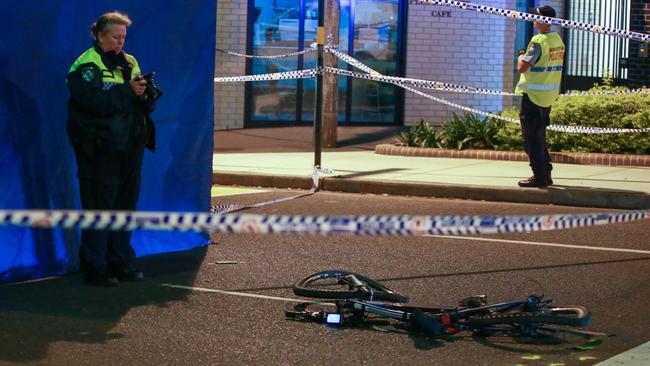 A food delivery driver was hit by a truck and killed in Surry Hills on Monday. Picture: Justin Lloyd