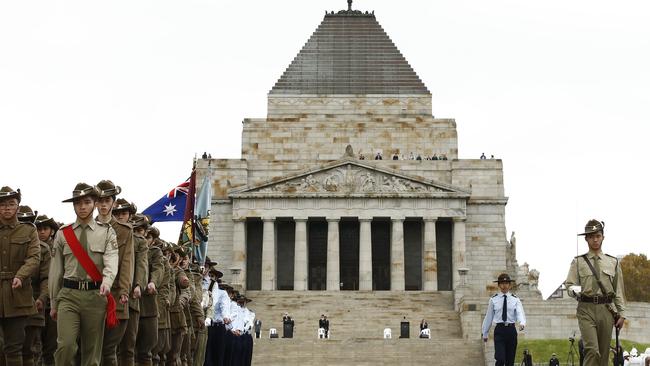Temporary fencing at Melbourne’s Shrine of Remembrance will be erected to control crowd numbers on Anzac Day. Picture: NCA NewsWire / Daniel Pockett
