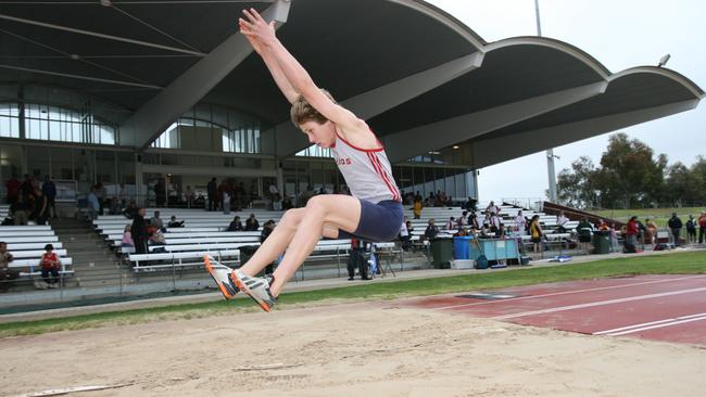 Henry Frayne competing for St Peter’s College at the All Schools Athletics Championships at SA Athletics Stadium in 2005. Picture: Stephen Laffer