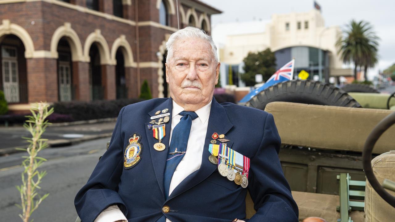 77 Squadron Korea veteran Arnold Jordan before the Anzac Day morning march and service, Monday, April 25, 2022. Picture: Kevin Farmer