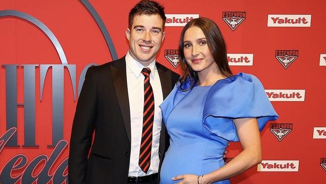 Zach and Alexandra Merrett. Picture: Essendon FC