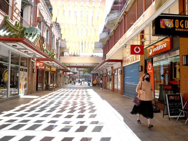 Chinatown on May 22, 2020, the first day of restaurant restrictions in Adelaide. Even before the lockdown, fears of the virus kept diners away, pushing many eateries to the brink of permanent closure. Picture: Tricia Watkinson