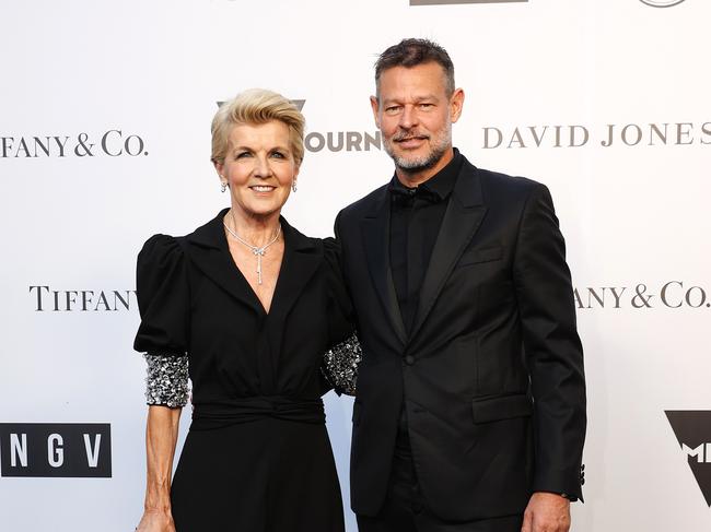 Julie Bishop and Luke Hepworth on the red carpet at the National Gallery of Victoria. Picture: Ian Currie