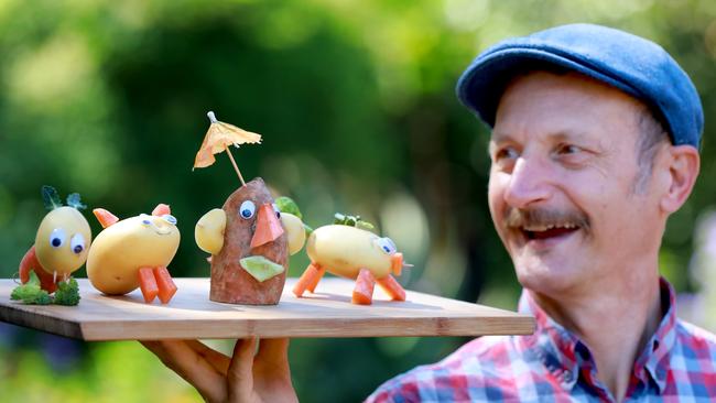 Diego Bonetto brings his food sculptures to the Spring Harvest festival. Picture: Angelo Velardo