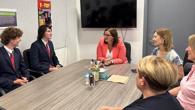 Minister Education and Early Learning Sarah Mitchell, Vaucluse MP Gabrielle Upton and Liberal candidate Kellie Sloane at a visit to Rose Bay Secondary College. Photo credit office of Gabrielle Upton.