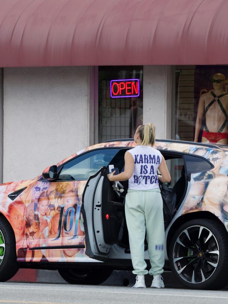 Her car has her face all over it. Picture: Splash News/Media Mode