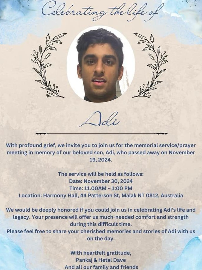 Adi Dave's funeral will be held this Saturday. Picture: Facebook.