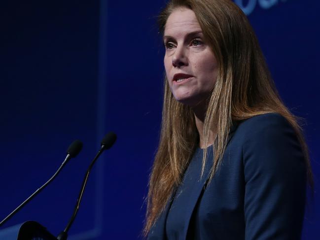 28/5/2019 : Shell Australia chair Zoe Yujnovich   speaks at the start of  theAPPEA oil and gas conference, at the Convention Centre,  Brisbane. . Lyndon Mechielsen/The Australian