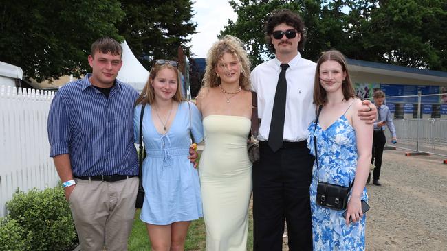 Liam Klaus, Sam Morris, Erika Lundgren, Jake Pearce and Cailin OHehir attend the Ballarat Cup. Picture: Brendan Beckett