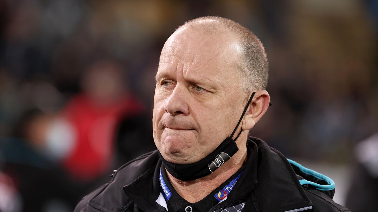 Ken Hinkley had previously defended the Power’s poor form against top sides. Picture: James Elsby/AFL Photos via Getty Images